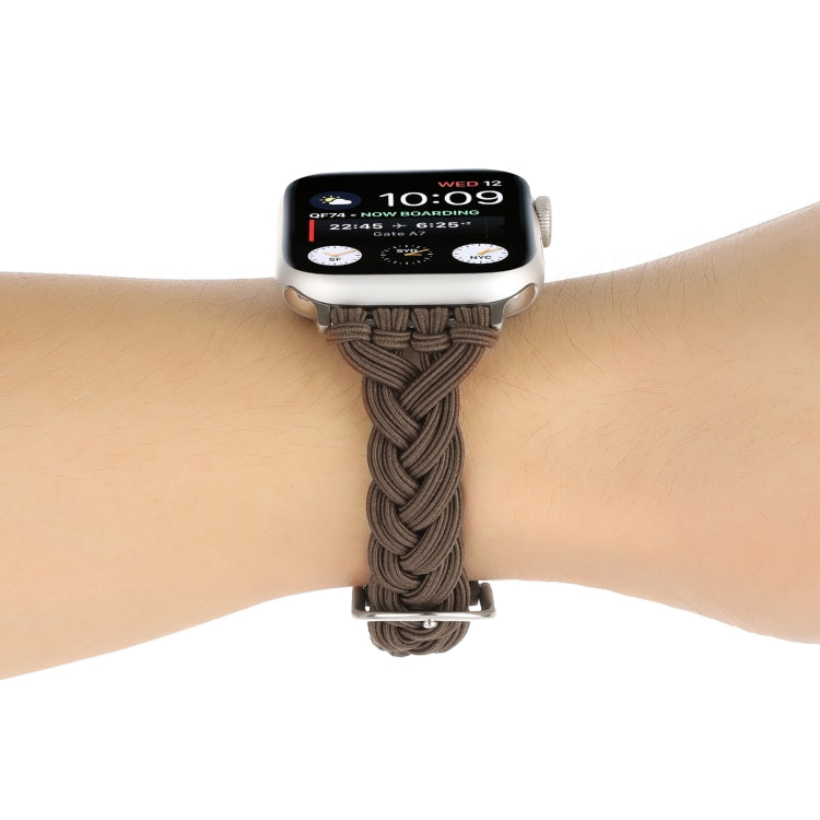 Single Elastic Nylon Braid Watch Band For Apple Watch Ultra 49mm&Watch Ultra 2 49mm / Series 9&8&7 45mm / SE 3&SE 2&6&SE&5&4 44mm / 3&2&1 42mm(Brown) by bashfashion