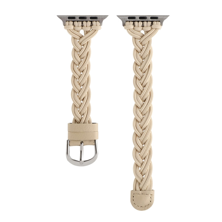 Single Elastic Nylon Braid Watch Band For Apple Watch Ultra 49mm&Watch Ultra 2 49mm / Series 9&8&7 45mm / SE 3&SE 2&6&SE&5&4 44mm / 3&2&1 42mm(Apricot) by bashfashion