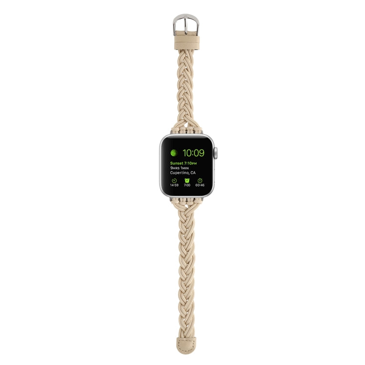 Single Elastic Nylon Braid Watch Band For Apple Watch Ultra 49mm&Watch Ultra 2 49mm / Series 9&8&7 45mm / SE 3&SE 2&6&SE&5&4 44mm / 3&2&1 42mm(Apricot) by bashfashion