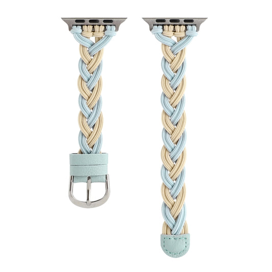 Single Elastic Nylon Braid Watch Band For Apple Watch Ultra 49mm&Watch Ultra 2 49mm / Series 9&8&7 45mm / SE 3&SE 2&6&SE&5&4 44mm / 3&2&1 42mm(Apricot Green) by bashfashion