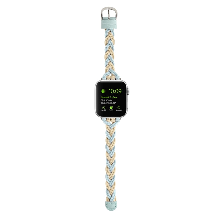 Single Elastic Nylon Braid Watch Band For Apple Watch Ultra 49mm&Watch Ultra 2 49mm / Series 9&8&7 45mm / SE 3&SE 2&6&SE&5&4 44mm / 3&2&1 42mm(Apricot Green) by bashfashion