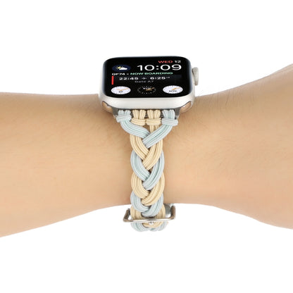 Single Elastic Nylon Braid Watch Band For Apple Watch Ultra 49mm&Watch Ultra 2 49mm / Series 9&8&7 45mm / SE 3&SE 2&6&SE&5&4 44mm / 3&2&1 42mm(Apricot Green) by bashfashion