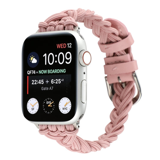 Single Elastic Nylon Braid Watch Band For Apple Watch Series 9&8&7 41mm / SE 3&SE 2&6&SE&5&4 40mm / 3&2&1 38mm(Pink) by bashfashion