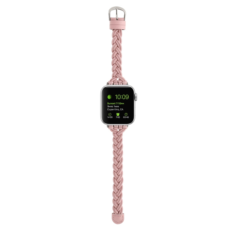 Single Elastic Nylon Braid Watch Band For Apple Watch Series 9&8&7 41mm / SE 3&SE 2&6&SE&5&4 40mm / 3&2&1 38mm(Pink) by bashfashion
