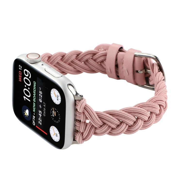 Single Elastic Nylon Braid Watch Band For Apple Watch Series 9&8&7 41mm / SE 3&SE 2&6&SE&5&4 40mm / 3&2&1 38mm(Pink) by bashfashion