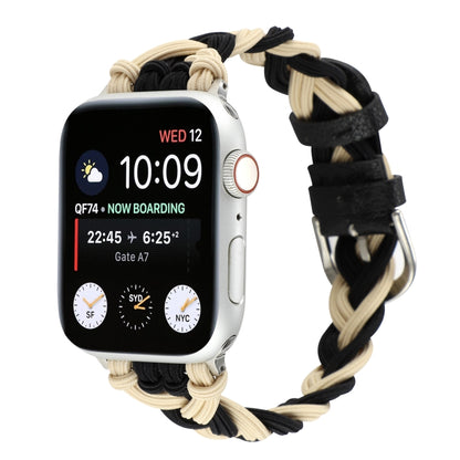 Single Elastic Nylon Braid Watch Band For Apple Watch Series 9&8&7 41mm / SE 3&SE 2&6&SE&5&4 40mm / 3&2&1 38mm(Black Apricot) by bashfashion