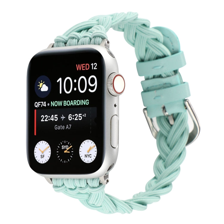 Single Elastic Nylon Braid Watch Band For Apple Watch Series 9&8&7 41mm / SE 3&SE 2&6&SE&5&4 40mm / 3&2&1 38mm(Teal Green) by bashfashion