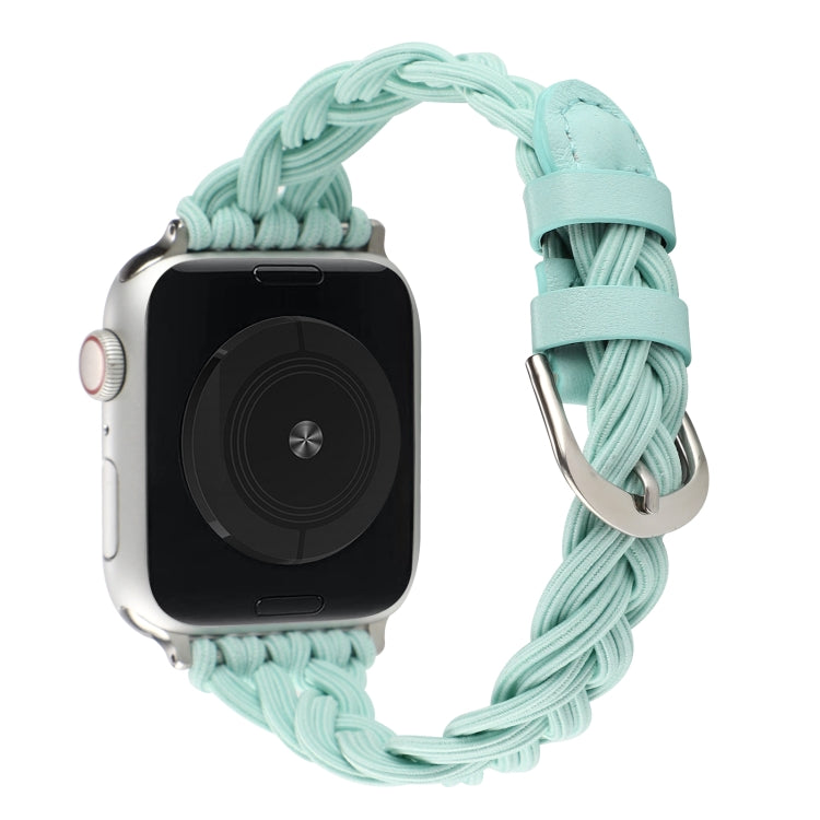 Single Elastic Nylon Braid Watch Band For Apple Watch Series 9&8&7 41mm / SE 3&SE 2&6&SE&5&4 40mm / 3&2&1 38mm(Teal Green) by bashfashion