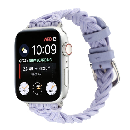 Single Elastic Nylon Braid Watch Band For Apple Watch Series 9&8&7 41mm / SE 3&SE 2&6&SE&5&4 40mm / 3&2&1 38mm(Purple) by bashfashion