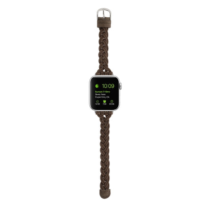 Single Elastic Nylon Braid Watch Band For Apple Watch Series 9&8&7 41mm / SE 3&SE 2&6&SE&5&4 40mm / 3&2&1 38mm(Brown) by bashfashion