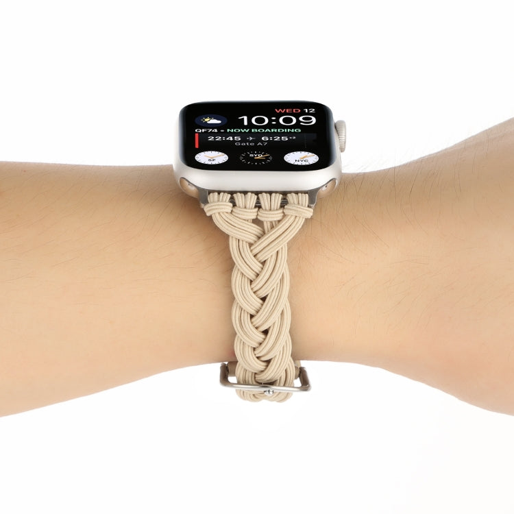 Single Elastic Nylon Braid Watch Band For Apple Watch Series 9&8&7 41mm / SE 3&SE 2&6&SE&5&4 40mm / 3&2&1 38mm(Apricot) by bashfashion