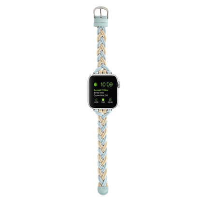 Single Elastic Nylon Braid Watch Band For Apple Watch Series 9&8&7 41mm / SE 3&SE 2&6&SE&5&4 40mm / 3&2&1 38mm(Apricot Green) by bashfashion