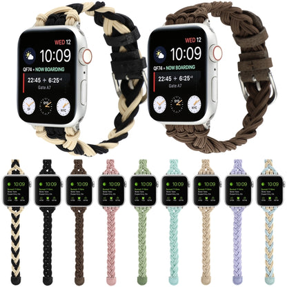 Single Elastic Nylon Braid Watch Band For Apple Watch Series 9&8&7 41mm / SE 3&SE 2&6&SE&5&4 40mm / 3&2&1 38mm(Apricot Green) by bashfashion