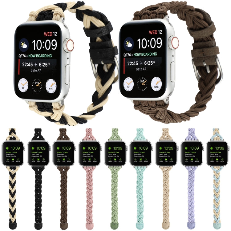 Single Elastic Nylon Braid Watch Band For Apple Watch Series 9&8&7 41mm / SE 3&SE 2&6&SE&5&4 40mm / 3&2&1 38mm(Purple) by bashfashion