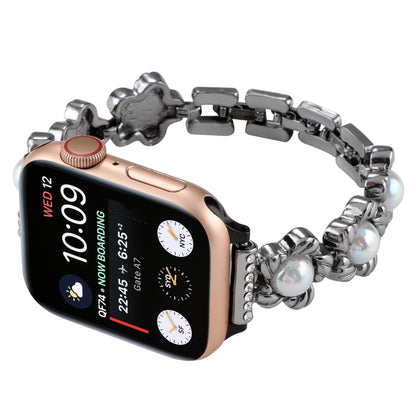 Flower Bracelet Metal Watch Band For Apple Watch Ultra 49mm&Watch Ultra 2 49mm / Series 9&8&7 45mm / SE 3&SE 2&6&SE&5&4 44mm / 3&2&1 42mm(Black) by bashfashion