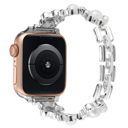 Flower Bracelet Metal Watch Band For Apple Watch Ultra 49mm&Watch Ultra 2 49mm / Series 9&8&7 45mm / SE 3&SE 2&6&SE&5&4 44mm / 3&2&1 42mm(Silver) by bashfashion