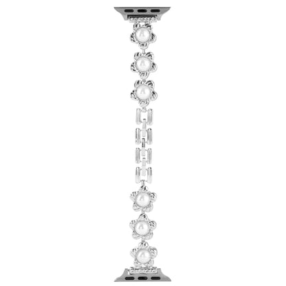 Flower Bracelet Metal Watch Band For Apple Watch Ultra 49mm&Watch Ultra 2 49mm / Series 9&8&7 45mm / SE 3&SE 2&6&SE&5&4 44mm / 3&2&1 42mm(Silver) by bashfashion