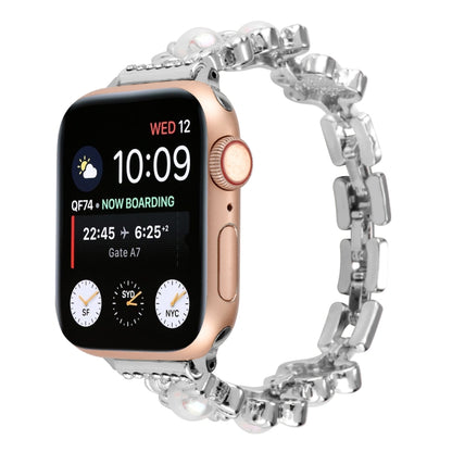 Flower Bracelet Metal Watch Band For Apple Watch Ultra 49mm&Watch Ultra 2 49mm / Series 9&8&7 45mm / SE 3&SE 2&6&SE&5&4 44mm / 3&2&1 42mm(Silver) by bashfashion