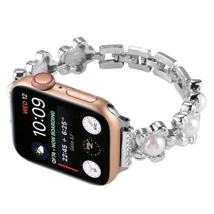 Flower Bracelet Metal Watch Band For Apple Watch Ultra 49mm&Watch Ultra 2 49mm / Series 9&8&7 45mm / SE 3&SE 2&6&SE&5&4 44mm / 3&2&1 42mm(Silver) by bashfashion