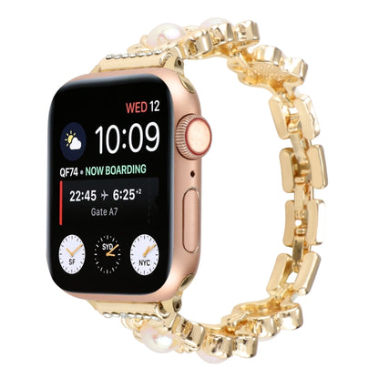 Flower Bracelet Metal Watch Band For Apple Watch Ultra 49mm&Watch Ultra 2 49mm / Series 9&8&7 45mm / SE 3&SE 2&6&SE&5&4 44mm / 3&2&1 42mm(Gold) by bashfashion
