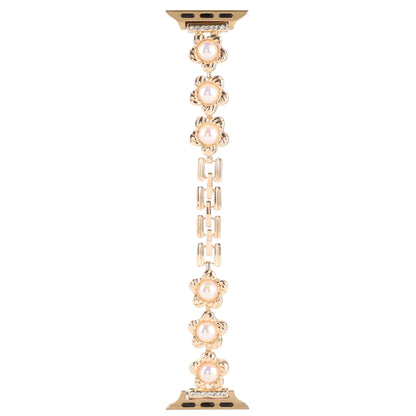 Flower Bracelet Metal Watch Band For Apple Watch Ultra 49mm&Watch Ultra 2 49mm / Series 9&8&7 45mm / SE 3&SE 2&6&SE&5&4 44mm / 3&2&1 42mm(Gold) by bashfashion