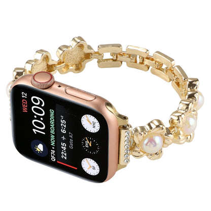 Flower Bracelet Metal Watch Band For Apple Watch Ultra 49mm&Watch Ultra 2 49mm / Series 9&8&7 45mm / SE 3&SE 2&6&SE&5&4 44mm / 3&2&1 42mm(Gold) by bashfashion