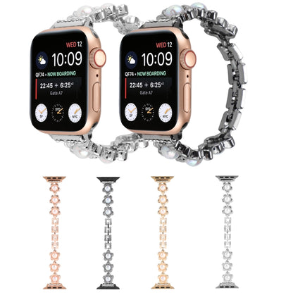 Flower Bracelet Metal Watch Band For Apple Watch Ultra 49mm&Watch Ultra 2 49mm / Series 9&8&7 45mm / SE 3&SE 2&6&SE&5&4 44mm / 3&2&1 42mm(Gold) by bashfashion
