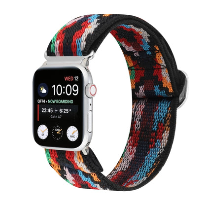 For Apple Watch Ultra 49mm&Watch Ultra 2 49mm / Series 9&8&7 45mm / SE 3&SE 2&6&SE&5&4 44mm / 3&2&1 42mm Buckle Elastic Nylon Watch Band(Colorful Rhombus) by bashfashion