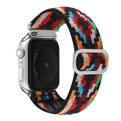 For Apple Watch Ultra 49mm&Watch Ultra 2 49mm / Series 9&8&7 45mm / SE 3&SE 2&6&SE&5&4 44mm / 3&2&1 42mm Buckle Elastic Nylon Watch Band(Colorful Rhombus) by bashfashion
