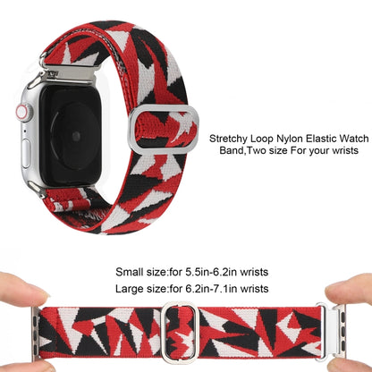 For Apple Watch Ultra 49mm&Watch Ultra 2 49mm / Series 9&8&7 45mm / SE 3&SE 2&6&SE&5&4 44mm / 3&2&1 42mm Buckle Elastic Nylon Watch Band(Red White) by bashfashion