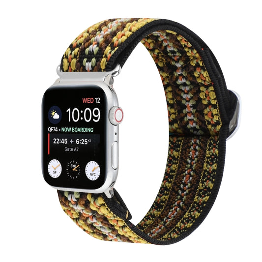 For Apple Watch Ultra 49mm&Watch Ultra 2 49mm / Series 9&8&7 45mm / SE 3&SE 2&6&SE&5&4 44mm / 3&2&1 42mm Buckle Elastic Nylon Watch Band(Light Yellow) by bashfashion