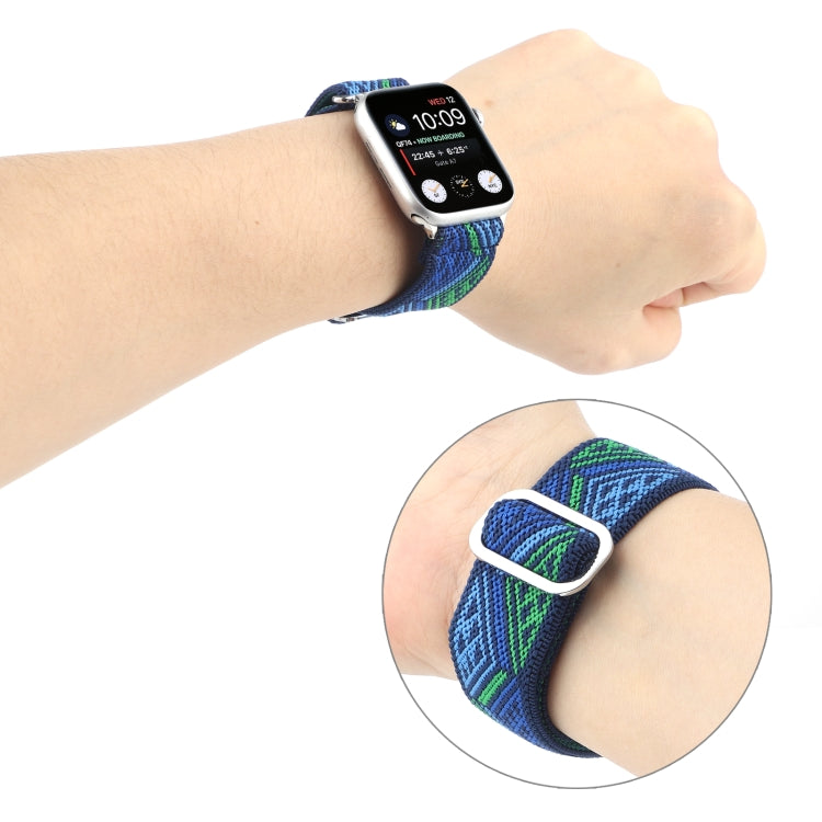 For Apple Watch Ultra 49mm&Watch Ultra 2 49mm / Series 9&8&7 45mm / SE 3&SE 2&6&SE&5&4 44mm / 3&2&1 42mm Buckle Elastic Nylon Watch Band(Dark Blue) by bashfashion