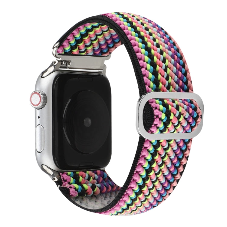 For Apple Watch Ultra 49mm&Watch Ultra 2 49mm / Series 9&8&7 45mm / SE 3&SE 2&6&SE&5&4 44mm / 3&2&1 42mm Buckle Elastic Nylon Watch Band(Pink) by bashfashion