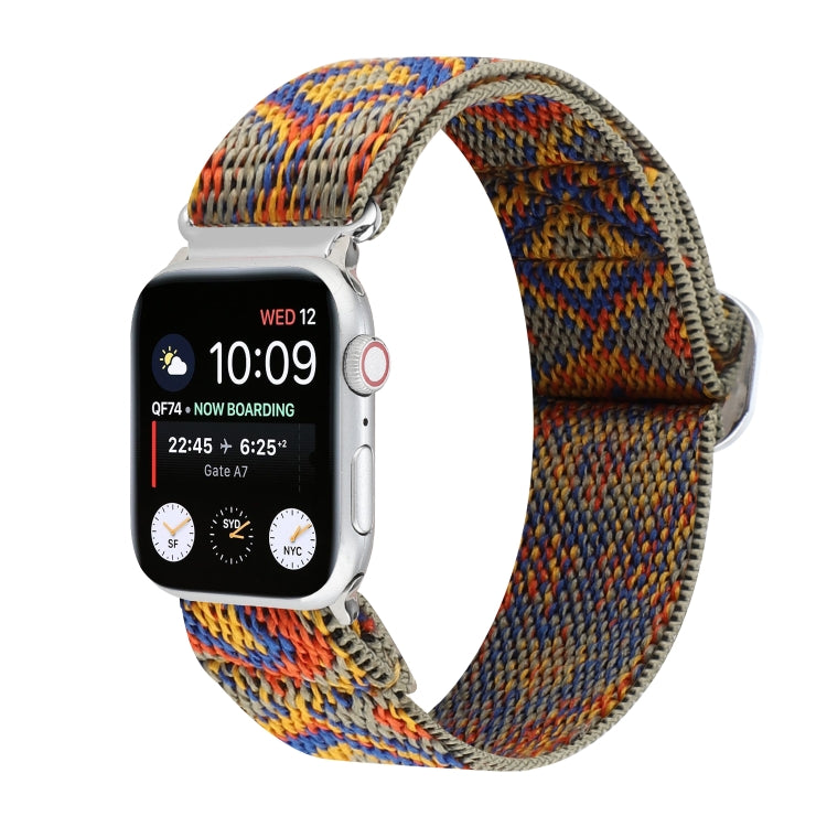 For Apple Watch Series 9&8&7 41mm / SE 3&SE 2&6&SE&5&4 40mm / 3&2&1 38mm Buckle Elastic Nylon Watch Band(Orange Rhombus) by bashfashion