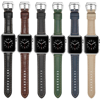 For Apple Watch Ultra 49mm&Watch Ultra 2 49mm / Series 9&8&7 45mm / SE 3&SE 2&6&SE&5&4 44mm / 3&2&1 42mm Silver Buckle Genuine Leather Watch Band(Frosted Blue) by bashfashion