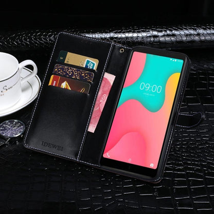 For Wiko Y60 idewei Crocodile Texture Horizontal Flip Leather Case with Holder & Card Slots & Wallet(Black) by idewei