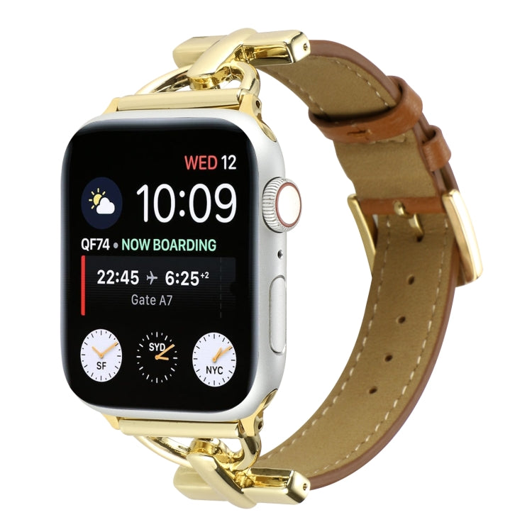 For Apple Watch Ultra 49mm&Watch Ultra 2 49mm / Series 9&8&7 45mm / SE 3&SE 2&6&SE&5&4 44mm / 3&2&1 42mm D-Buckle Plain Genuine Leather Watch Band(Brown) by bashfashion