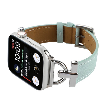 For Apple Watch Ultra 49mm&Watch Ultra 2 49mm / Series 9&8&7 45mm / SE 3&SE 2&6&SE&5&4 44mm / 3&2&1 42mm D-Buckle Plain Genuine Leather Watch Band(Light Blue) by bashfashion