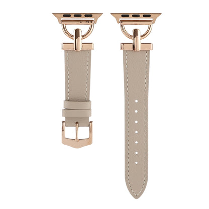 For Apple Watch Ultra 49mm&Watch Ultra 2 49mm / Series 9&8&7 45mm / SE 3&SE 2&6&SE&5&4 44mm / 3&2&1 42mm D-Buckle Plain Genuine Leather Watch Band(Apricot) by bashfashion