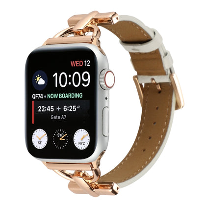 For Apple Watch Ultra 49mm&Watch Ultra 2 49mm / Series 9&8&7 45mm / SE 3&SE 2&6&SE&5&4 44mm / 3&2&1 42mm D-Buckle Plain Genuine Leather Watch Band(White) by bashfashion