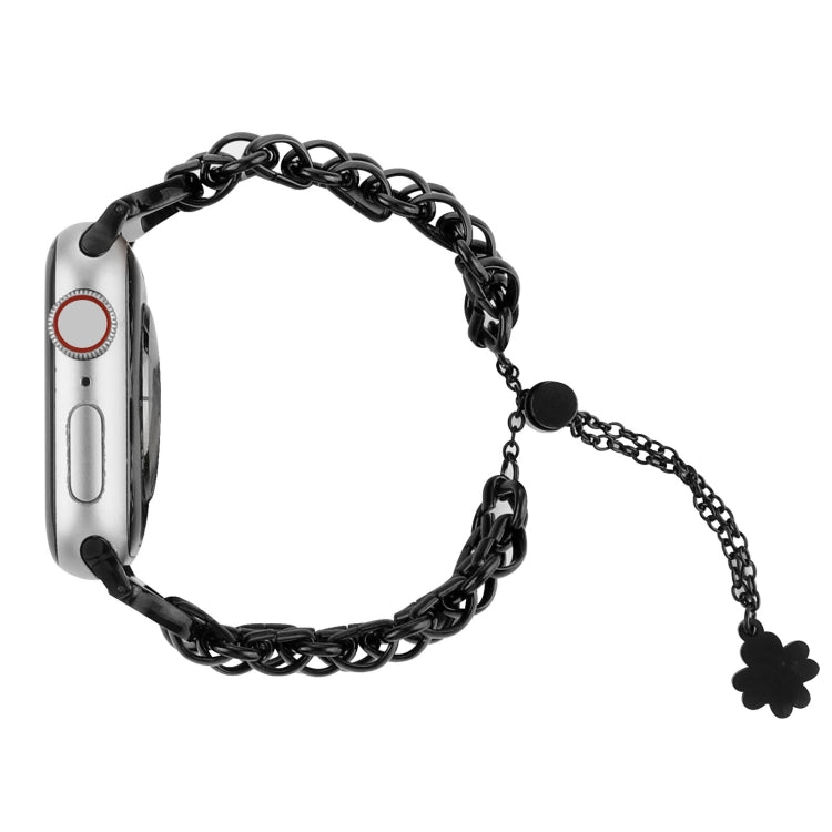 Dual-row Chain Metal Watch Band For Apple Watch Ultra 49mm&Watch Ultra 2 49mm / Series 9&8&7 45mm / SE 3&SE 2&6&SE&5&4 44mm / 3&2&1 42mm(Black) by bashfashion