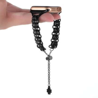 Dual-row Chain Metal Watch Band For Apple Watch Ultra 49mm&Watch Ultra 2 49mm / Series 9&8&7 45mm / SE 3&SE 2&6&SE&5&4 44mm / 3&2&1 42mm(Black) by bashfashion