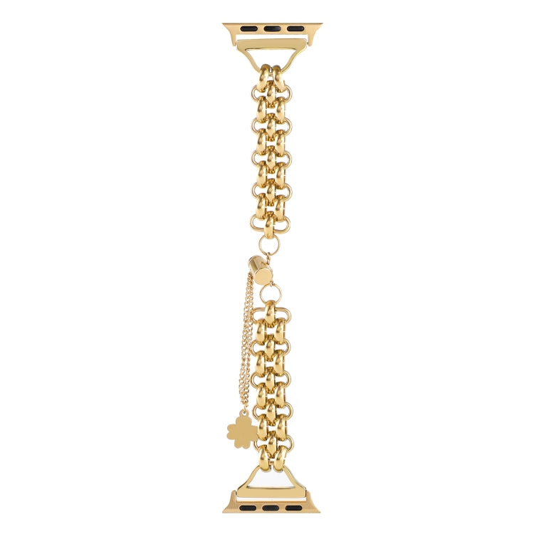 Dual-row Chain Metal Watch Band For Apple Watch Ultra 49mm&Watch Ultra 2 49mm / Series 9&8&7 45mm / SE 3&SE 2&6&SE&5&4 44mm / 3&2&1 42mm(Gold) by bashfashion