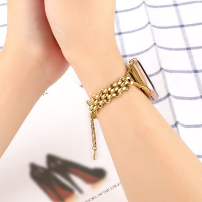 Dual-row Chain Metal Watch Band For Apple Watch Ultra 49mm&Watch Ultra 2 49mm / Series 9&8&7 45mm / SE 3&SE 2&6&SE&5&4 44mm / 3&2&1 42mm(Gold) by bashfashion