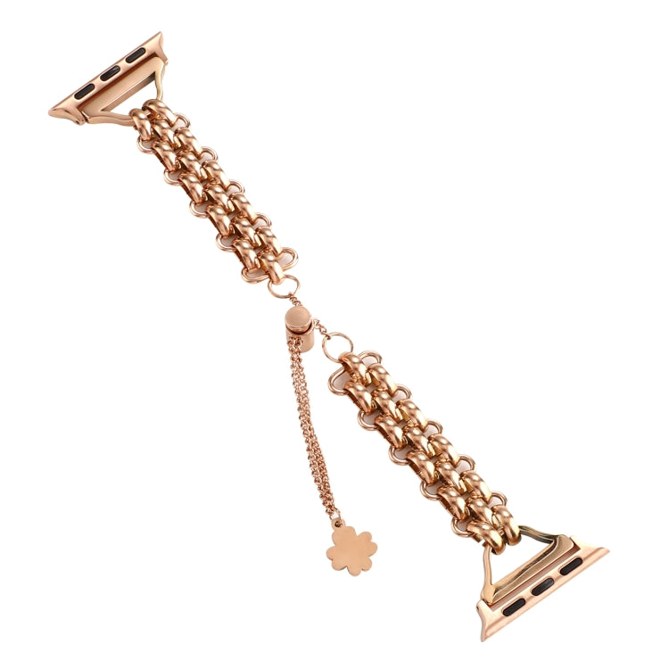 Dual-row Chain Metal Watch Band For Apple Watch Ultra 49mm&Watch Ultra 2 49mm / Series 9&8&7 45mm / SE 3&SE 2&6&SE&5&4 44mm / 3&2&1 42mm(Rose Gold) by bashfashion