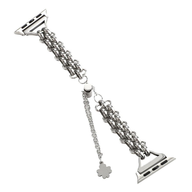 Dual-row Chain Metal Watch Band For Apple Watch Ultra 49mm&Watch Ultra 2 49mm / Series 9&8&7 45mm / SE 3&SE 2&6&SE&5&4 44mm / 3&2&1 42mm(Silver) by bashfashion