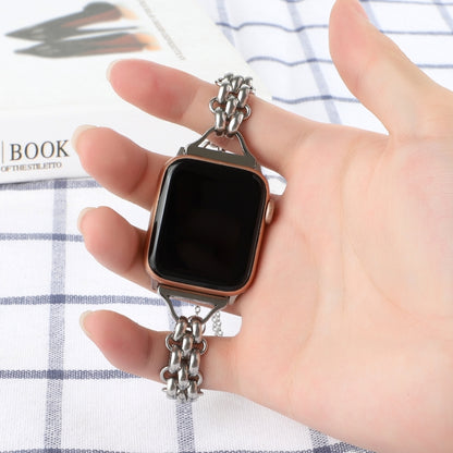 Dual-row Chain Metal Watch Band For Apple Watch Ultra 49mm&Watch Ultra 2 49mm / Series 9&8&7 45mm / SE 3&SE 2&6&SE&5&4 44mm / 3&2&1 42mm(Silver) by bashfashion