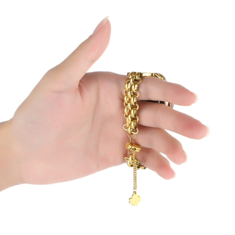 Dual-row Chain Metal Watch Band For Apple Watch Series 9&8&7 41mm / SE 3&SE 2&6&SE&5&4 40mm / 3&2&1 38mm(Gold) by bashfashion