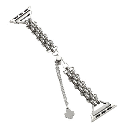 Dual-row Chain Metal Watch Band For Apple Watch Series 9&8&7 41mm / SE 3&SE 2&6&SE&5&4 40mm / 3&2&1 38mm(Silver) by bashfashion