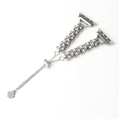 Dual-row Chain Metal Watch Band For Apple Watch Series 9&8&7 41mm / SE 3&SE 2&6&SE&5&4 40mm / 3&2&1 38mm(Silver) by bashfashion